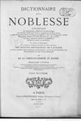 DICTIONNAIRE DE LA NOBLESSE VOL 10