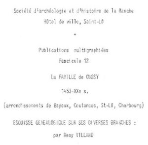 GENEALOGIE DE LA FAMILLE DE CUSSY